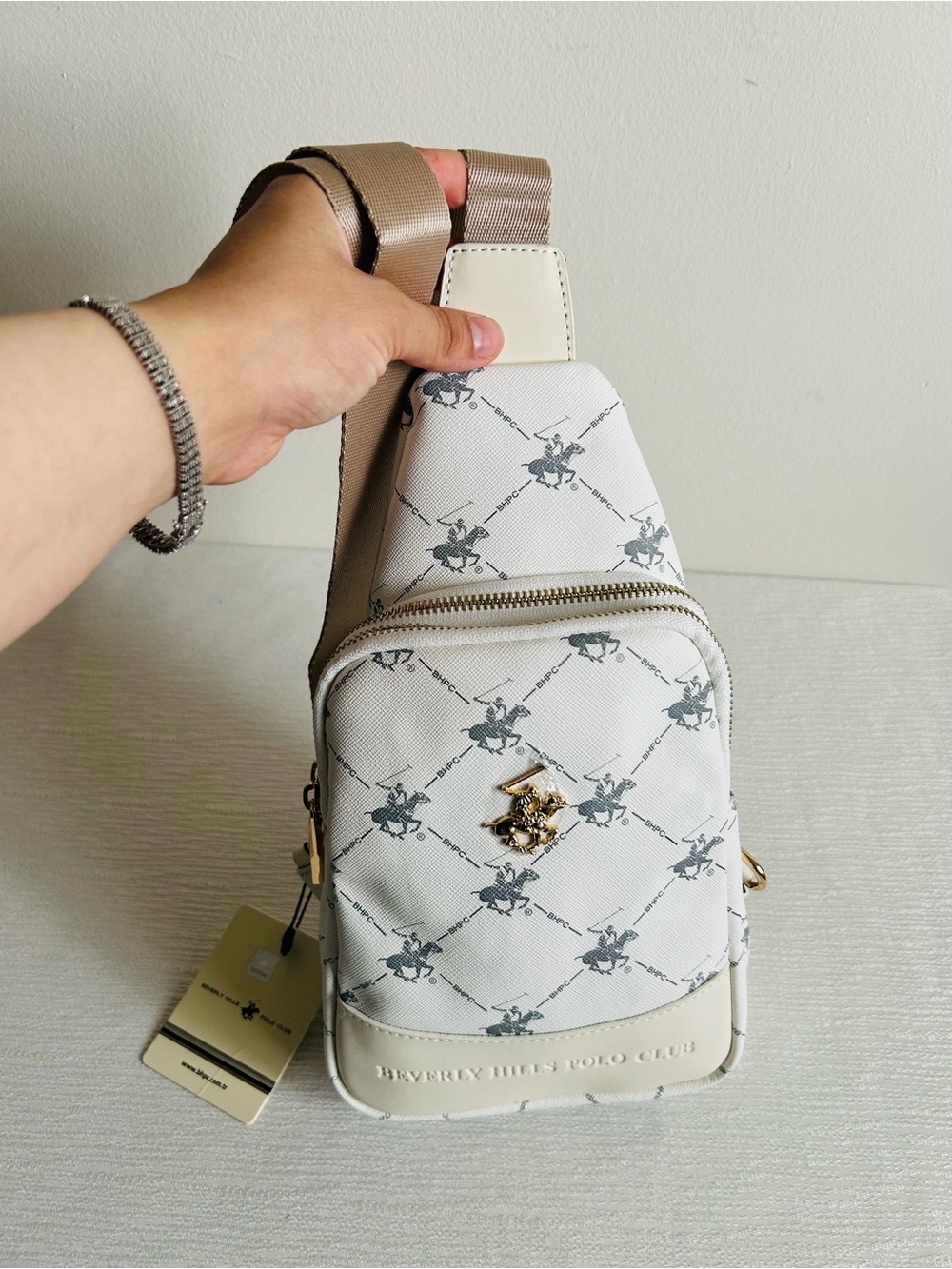 Beverly Hills Polo Club White Crema Crossbody Bag